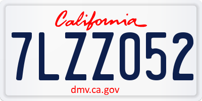CA license plate 7LZZ052