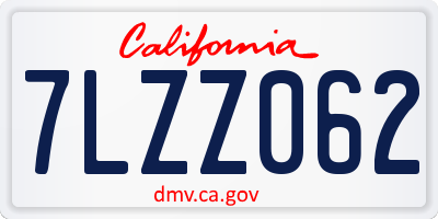 CA license plate 7LZZ062