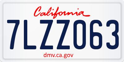 CA license plate 7LZZ063