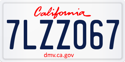 CA license plate 7LZZ067