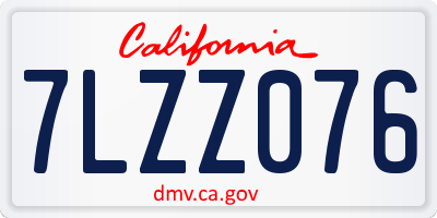 CA license plate 7LZZ076