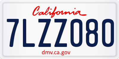 CA license plate 7LZZ080