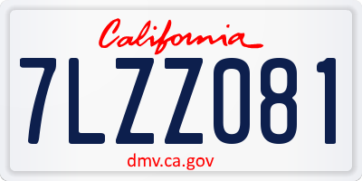 CA license plate 7LZZ081