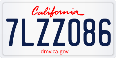 CA license plate 7LZZ086