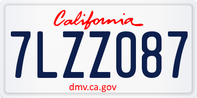 CA license plate 7LZZ087