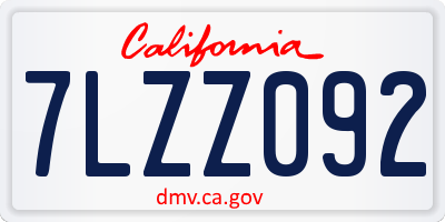 CA license plate 7LZZ092