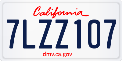CA license plate 7LZZ107