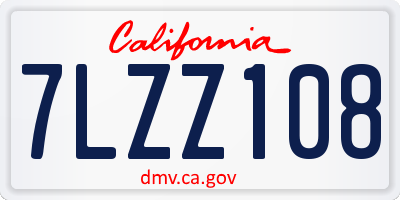 CA license plate 7LZZ108