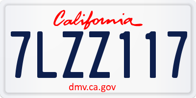 CA license plate 7LZZ117