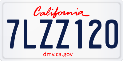 CA license plate 7LZZ120