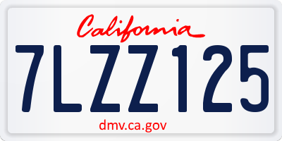 CA license plate 7LZZ125