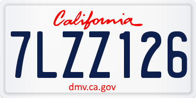 CA license plate 7LZZ126