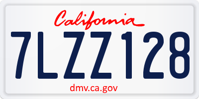 CA license plate 7LZZ128