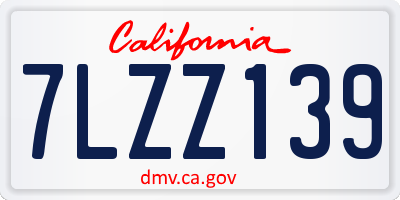 CA license plate 7LZZ139