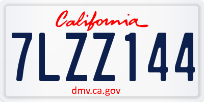 CA license plate 7LZZ144