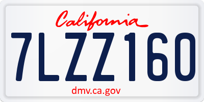 CA license plate 7LZZ160