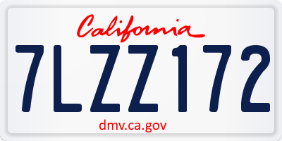 CA license plate 7LZZ172