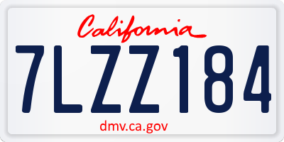 CA license plate 7LZZ184