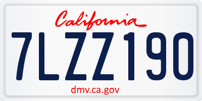 CA license plate 7LZZ190