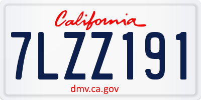 CA license plate 7LZZ191