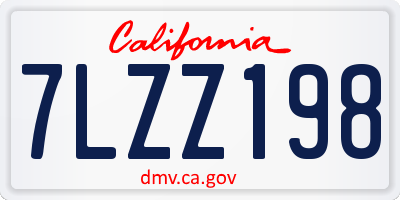 CA license plate 7LZZ198