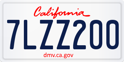 CA license plate 7LZZ200