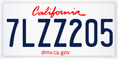 CA license plate 7LZZ205
