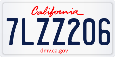 CA license plate 7LZZ206