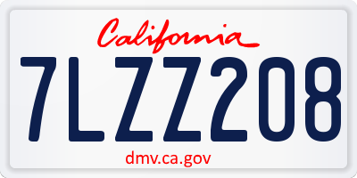 CA license plate 7LZZ208