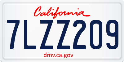 CA license plate 7LZZ209