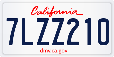 CA license plate 7LZZ210