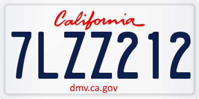 CA license plate 7LZZ212
