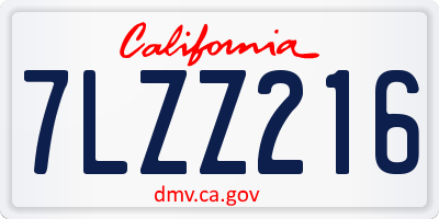 CA license plate 7LZZ216