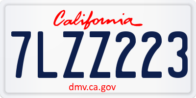 CA license plate 7LZZ223