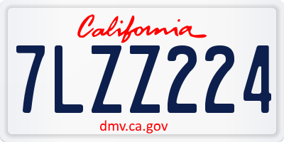 CA license plate 7LZZ224