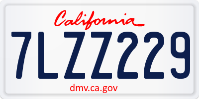 CA license plate 7LZZ229