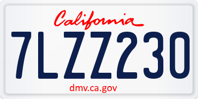 CA license plate 7LZZ230