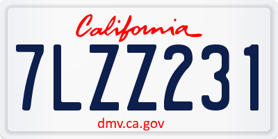 CA license plate 7LZZ231