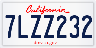 CA license plate 7LZZ232