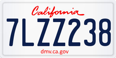 CA license plate 7LZZ238