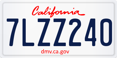 CA license plate 7LZZ240
