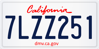 CA license plate 7LZZ251