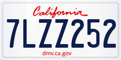 CA license plate 7LZZ252