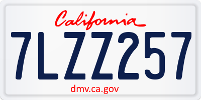 CA license plate 7LZZ257