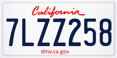 CA license plate 7LZZ258