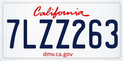 CA license plate 7LZZ263