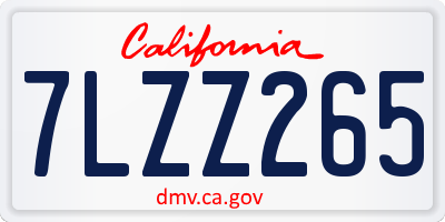 CA license plate 7LZZ265