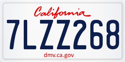 CA license plate 7LZZ268
