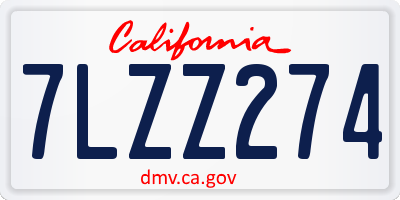 CA license plate 7LZZ274