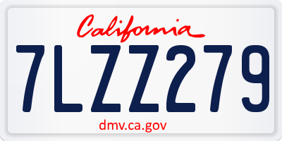 CA license plate 7LZZ279